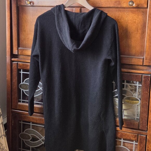 Charter Club Black Open Cardigan with Hood 100% Cashmere - Picture 2 of 5